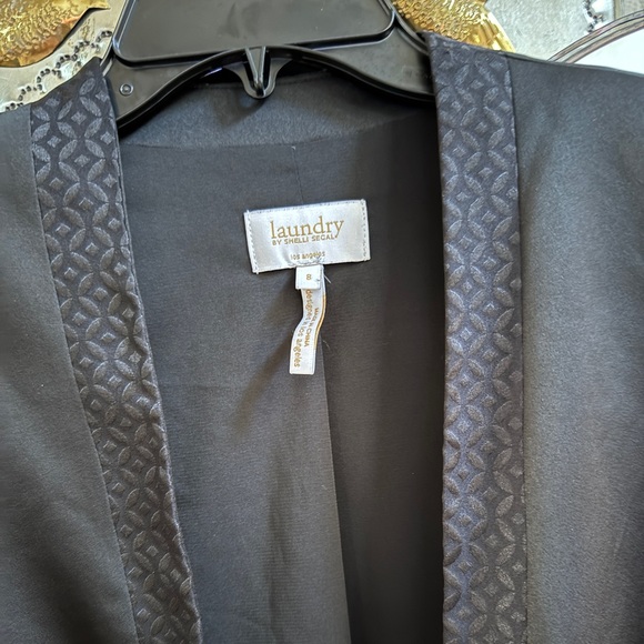 Laundry by Shelli Segal Black Tuxedo Satin Blazer Jacket Size 8 - Picture 6 of 11
